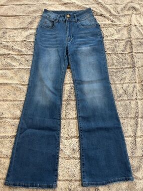 High-Rise Wide Leg Jeans in Dark Blue Wash